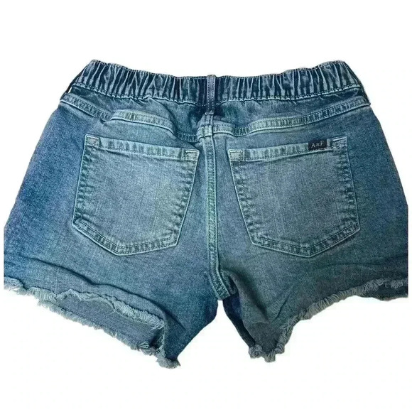 Abercrombie Kids Mid-Rise Midi Shorts Distressed Raw Hem Elastic Waist - Picture 9 of 9
